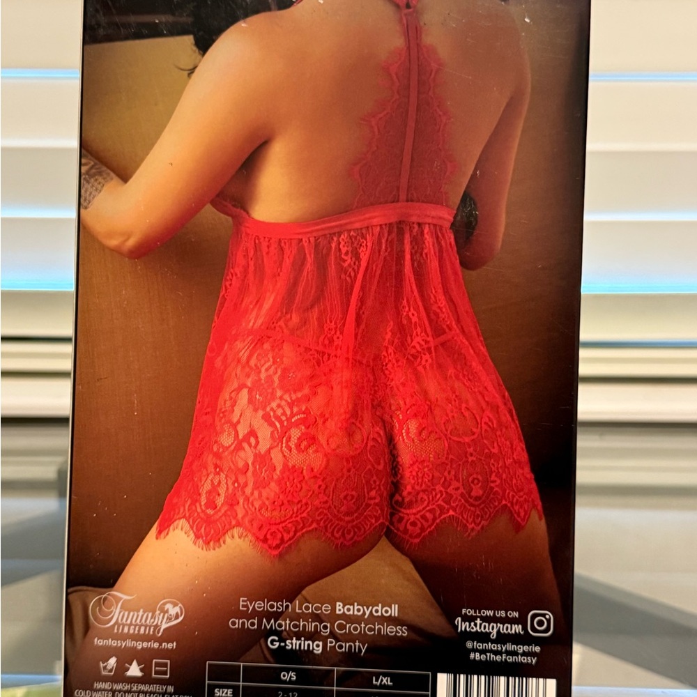 Fantasy Lingerie Red Lace Chemise - Picture 5 of 6